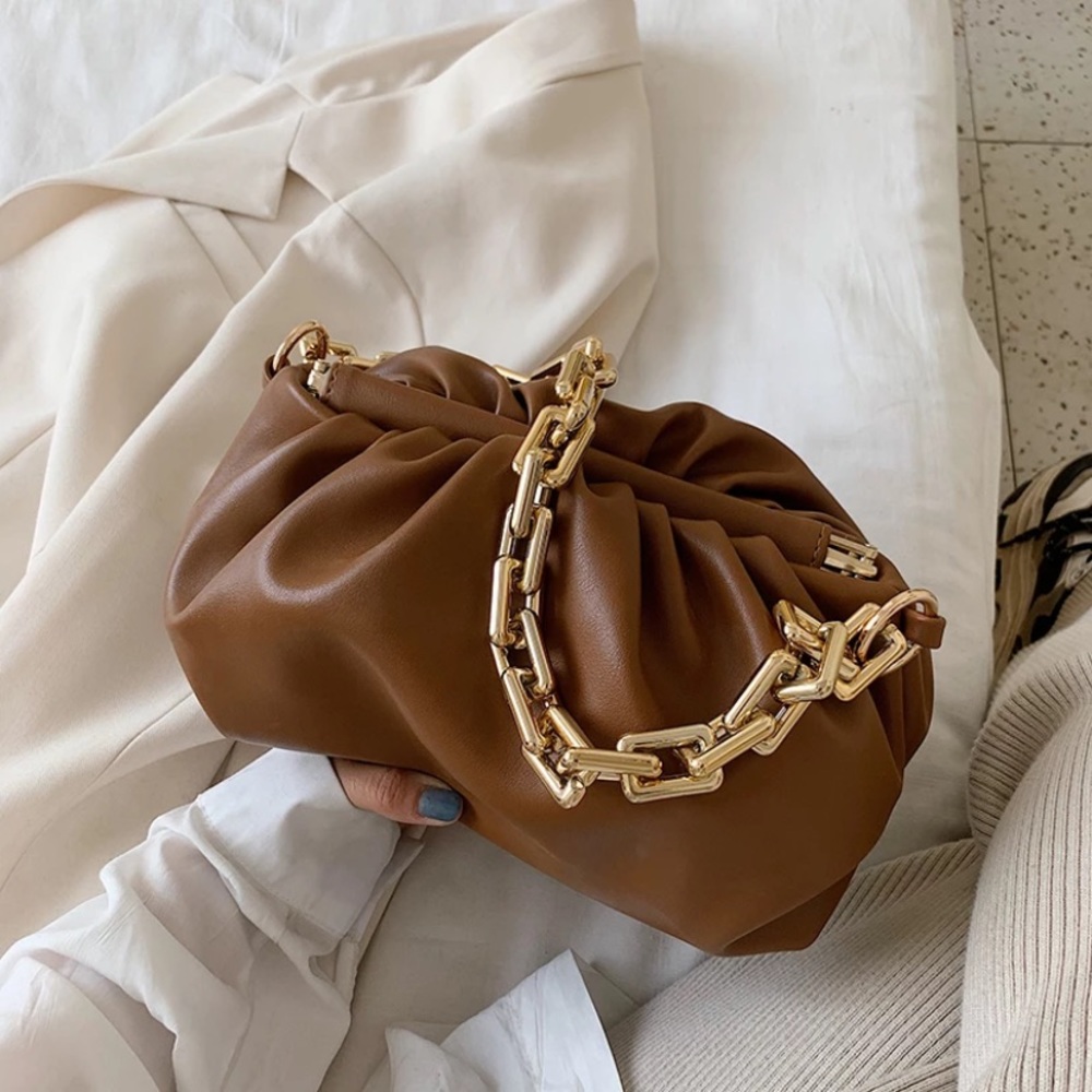 Beautiful Brown Purse with Gold Detail